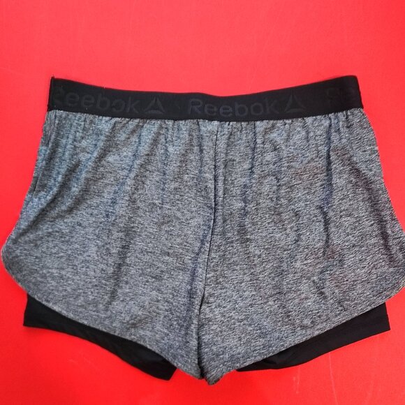 Reebok 2 in 1 running short grey black women's size S - Picture 3 of 6
